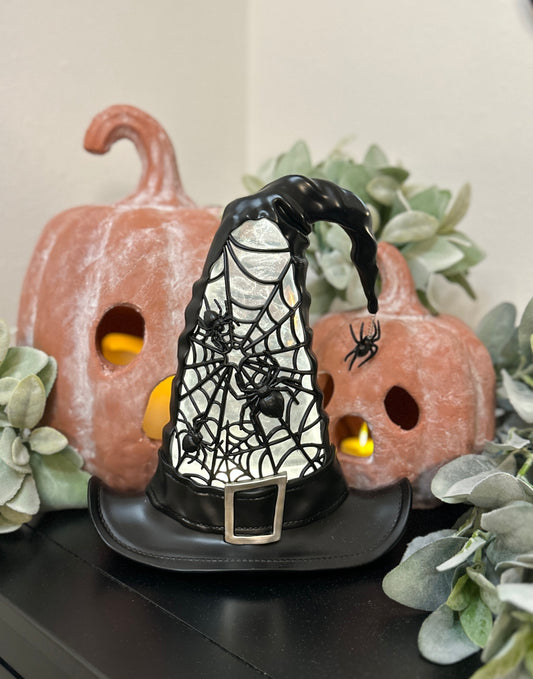 Whimsical Black Spider Witch Hat LED w/Timer- Animated (Video)