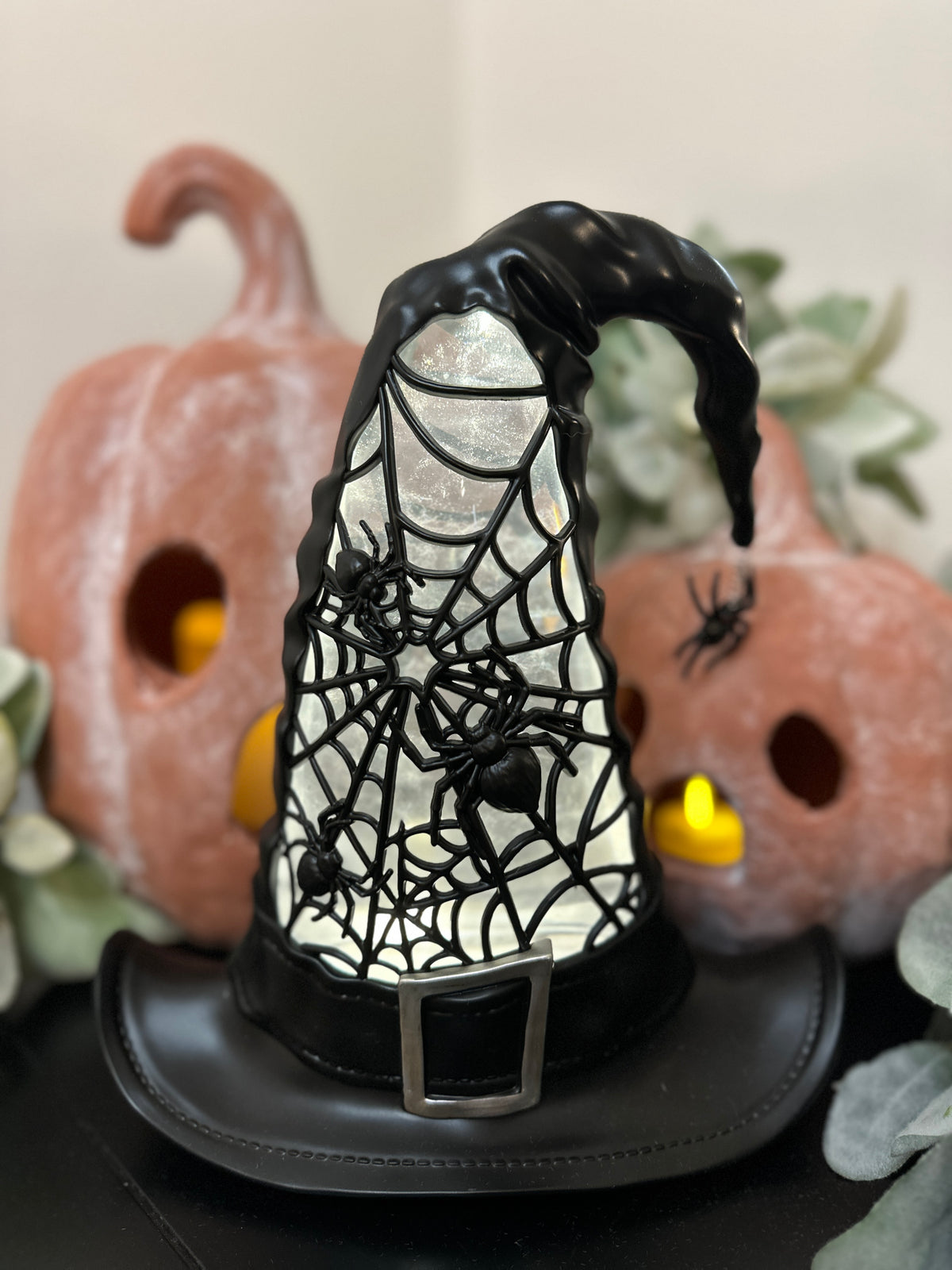Whimsical Black Spider Witch Hat LED w/Timer- Animated (Video)