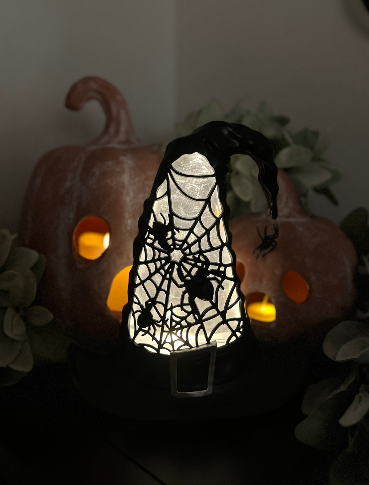 Whimsical Black Spider Witch Hat LED w/Timer- Animated (Video)
