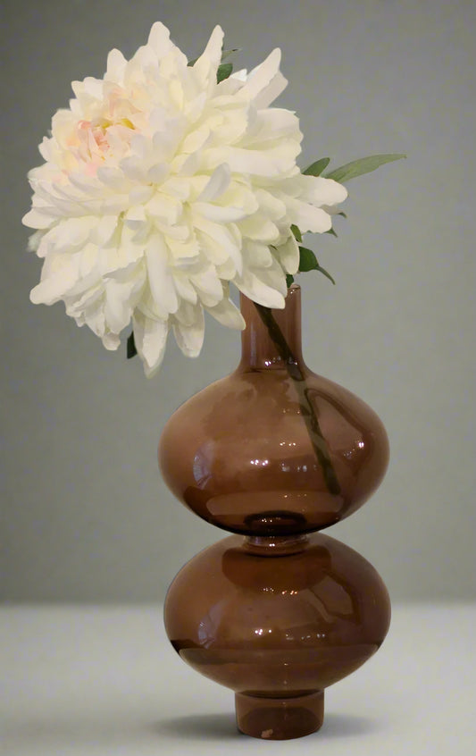 Large Glass Brown Bubble Vase (w/wo Flower)