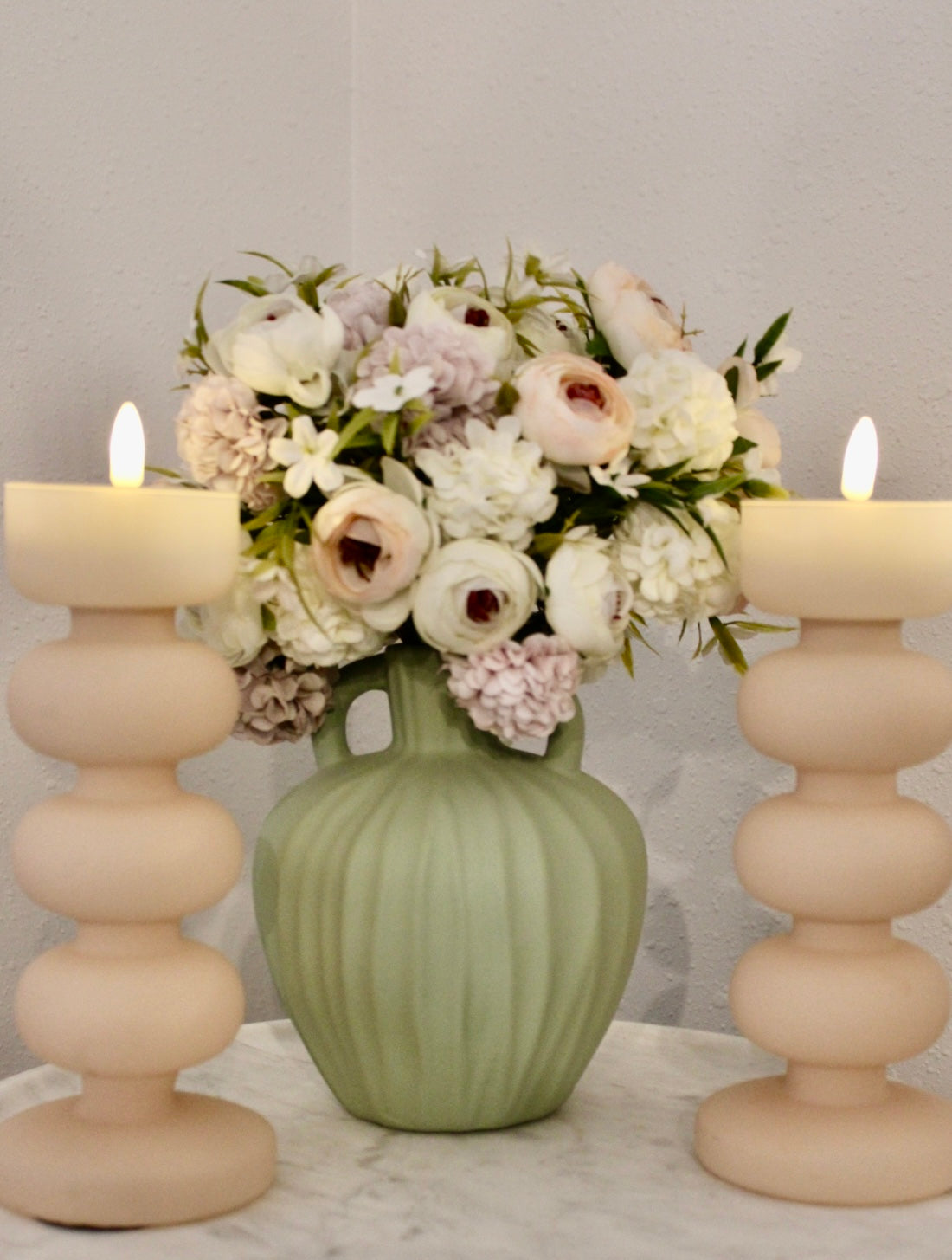 Fabia Tealight Holder Glass Peach/Pink