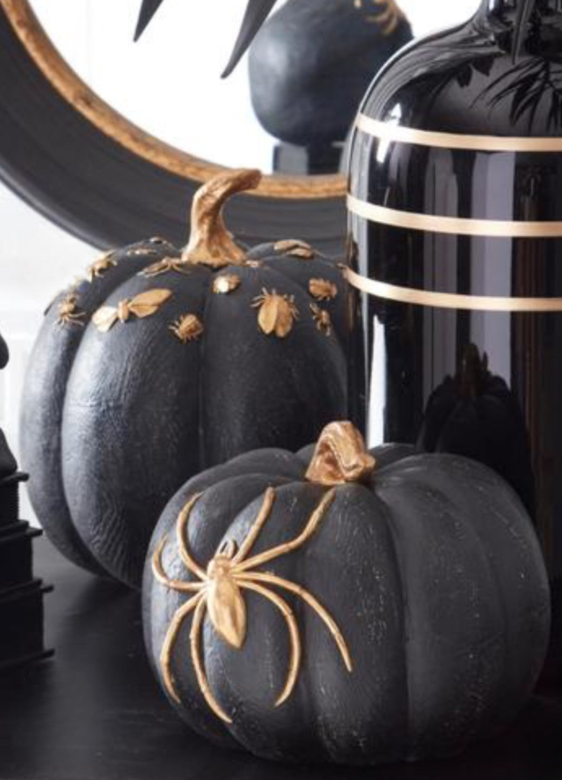 Black and Gold decorative pumpkins (2 styles/sizes)
