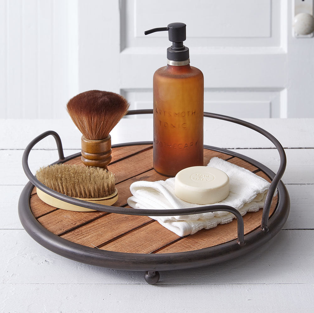 Rustic Wood and Metal Plank Serving Tray
