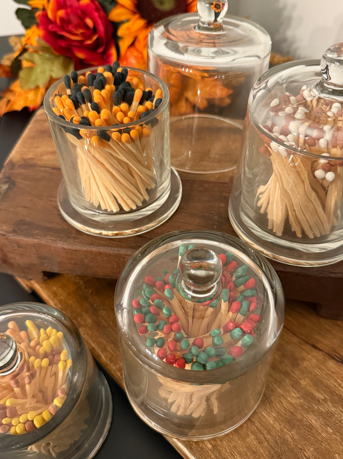 Glass Cloche w/ 100 Matches (available in 20 colors)
