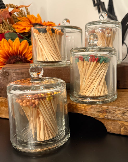 Glass Cloche w/ 100 Matches (available in 20 colors)