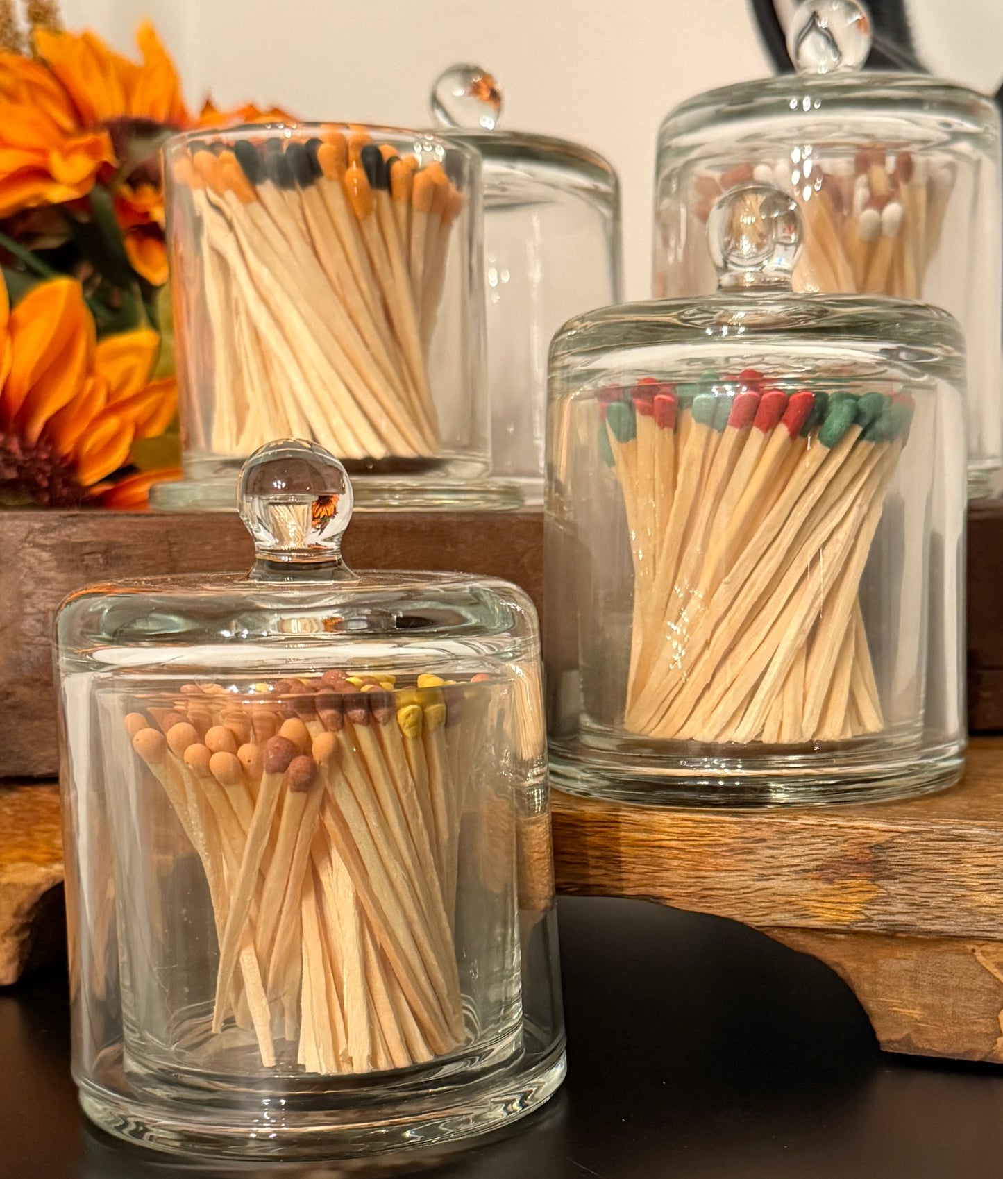 Glass Cloche w/ 100 Matches (available in 20 colors)