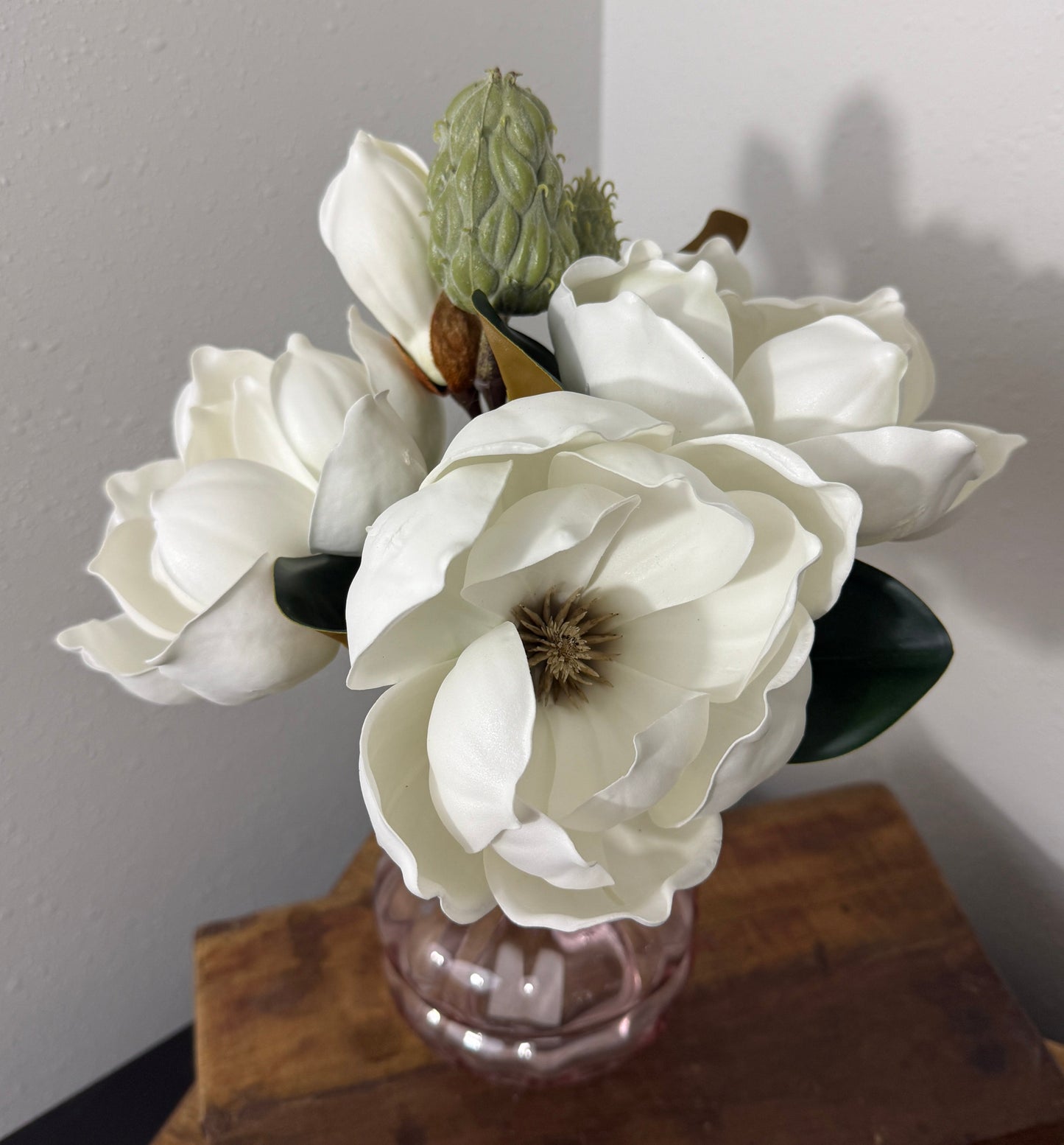 Real Feel White Magnolia Flower Bouquet 13"