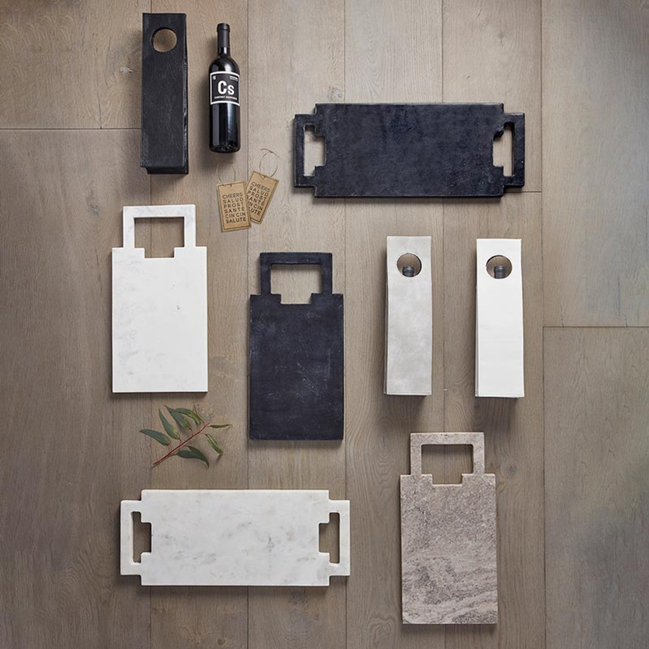 Marble Serving Tray W/ Carved Square Handle (2 colors)