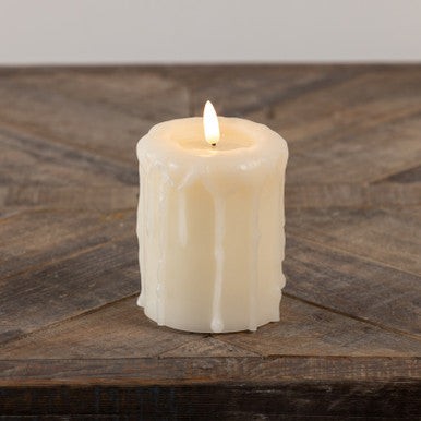 CREAM 3D FLAME PILLAR CANDLE (3 Sizes)