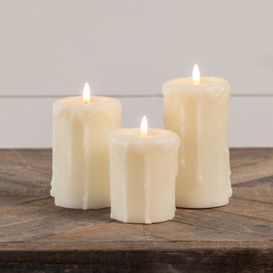 CREAM 3D FLAME PILLAR CANDLE (3 Sizes)