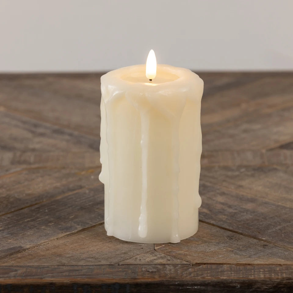 CREAM 3D FLAME PILLAR CANDLE (3 Sizes)