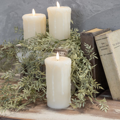 CREAM 3D FLAME PILLAR CANDLE (3 Sizes)