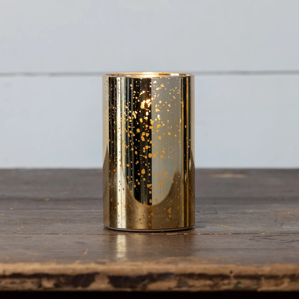 GOLD MERCURY GLASS 3D FLAME CANDLE (4 sizes)