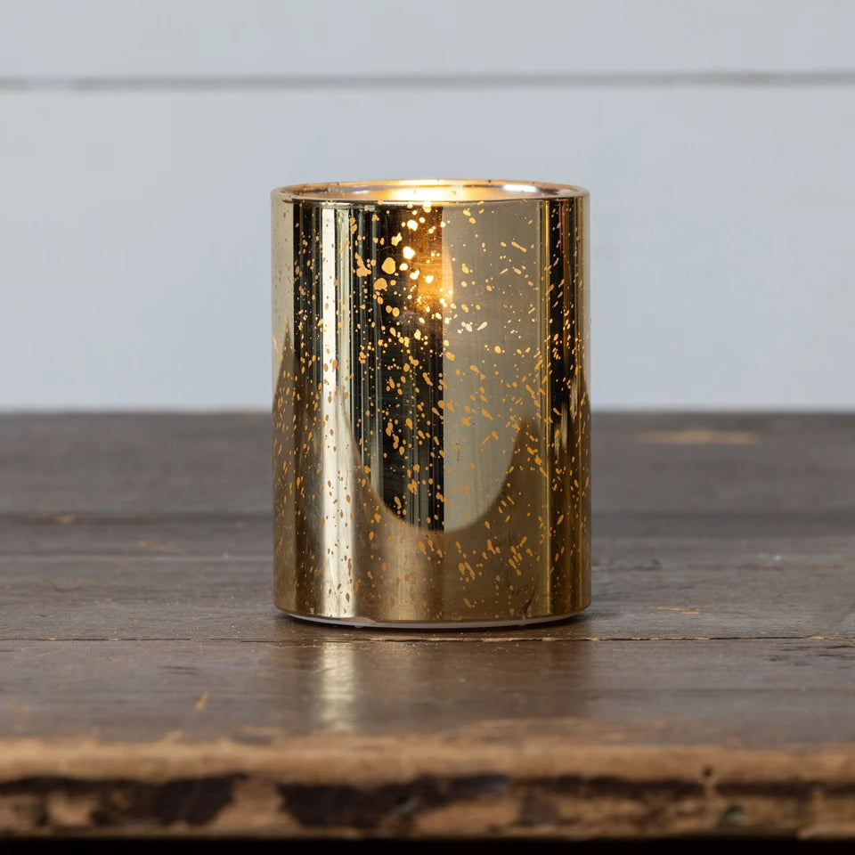 GOLD MERCURY GLASS 3D FLAME CANDLE (4 sizes)