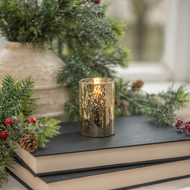 GOLD MERCURY GLASS 3D FLAME CANDLE (4 sizes)