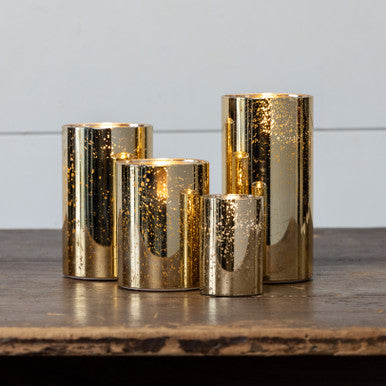 GOLD MERCURY GLASS 3D FLAME CANDLE (4 sizes)