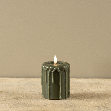 DARKGREEN 3D FLAME PILLAR CANDLE (3 Sizes)