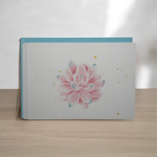 Pink Succulent Greeting Card w/Light Blue Envelope