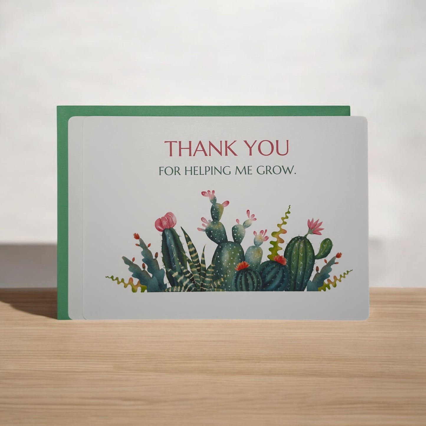 Cactus Thank You Greeting Card w/Green Envelope