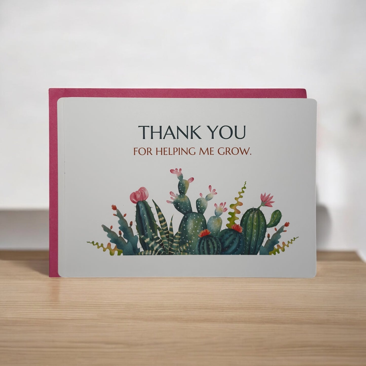 Cactus Thank You Greeting Card w/Hot Pink Envelope