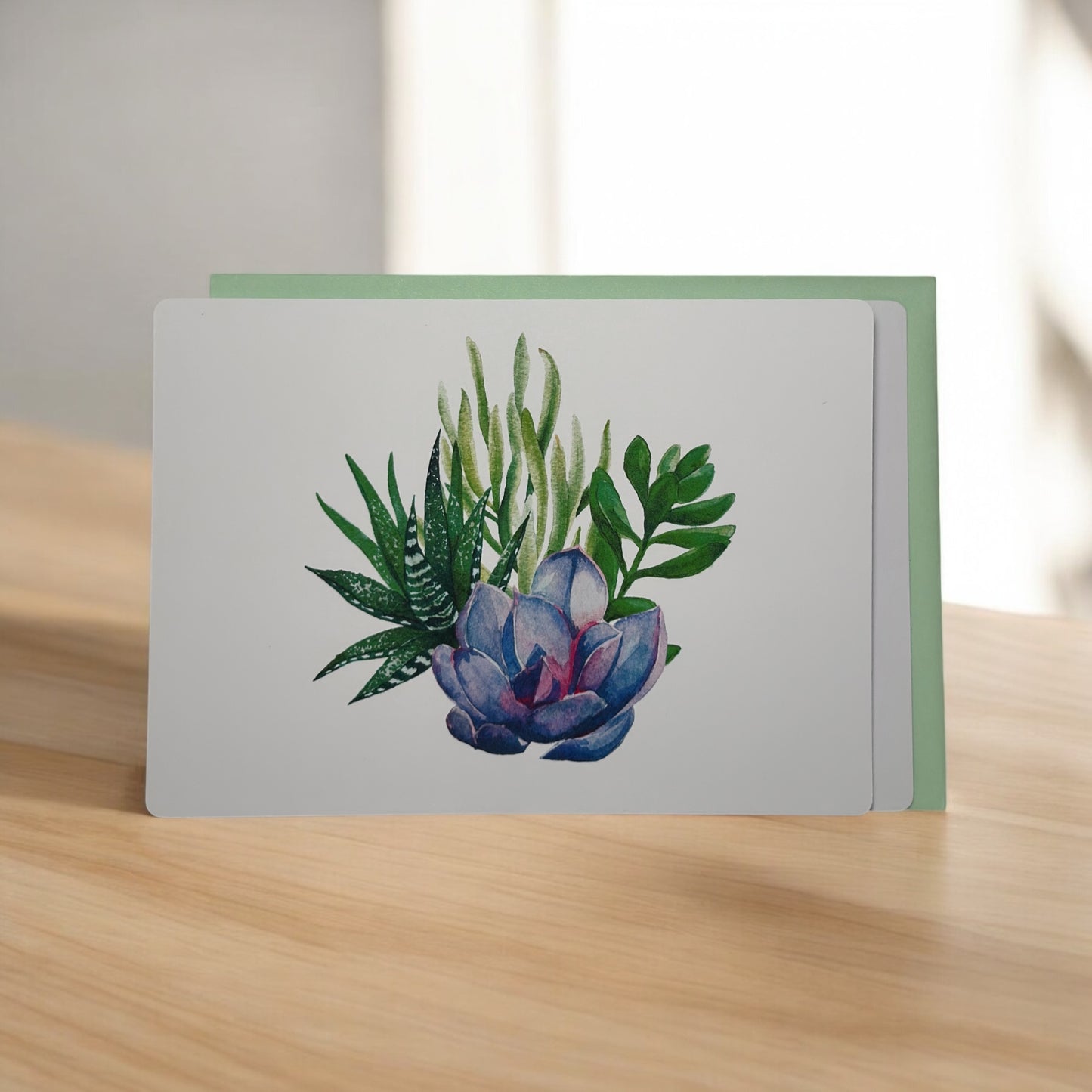 Purple & Green Succulents Greeting Card w/Mint Envelope