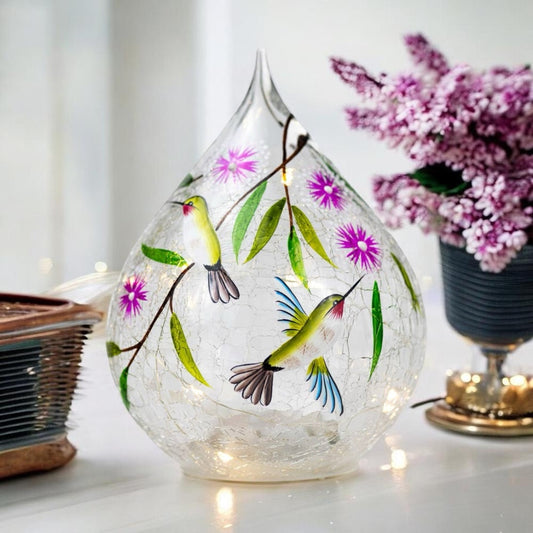 Dancing Hummingbird Teadrop with LED String Lights