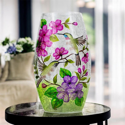 Hummingbird Lamp/Vase with LED string lights