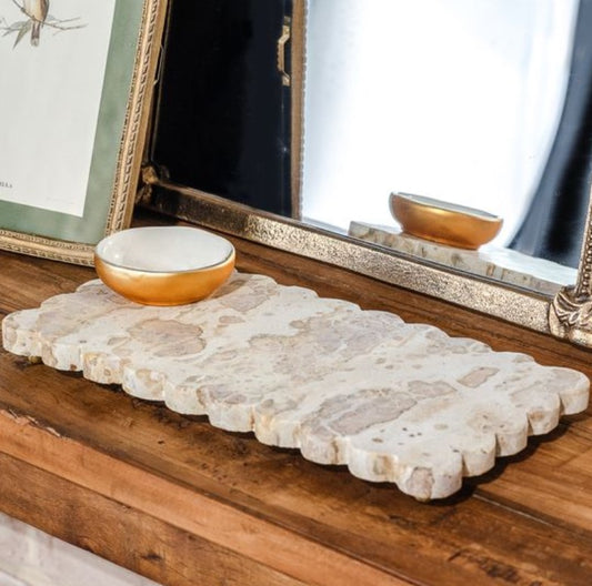 LEOPARD MARBLE RAISED TRAY 12" X 6"