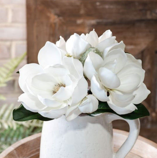 Real Feel White Magnolia Flower Bouquet 13"
