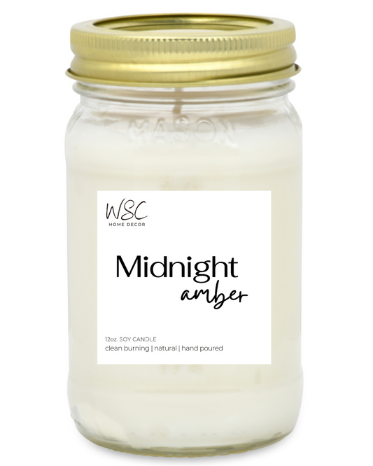 🌌 Midnight Amber – 12oz Soy Candle & Wax Melts