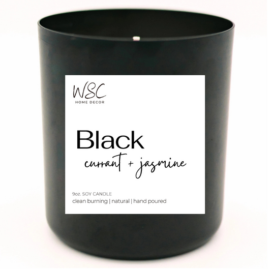 🖤 Black Currant + Jasmine – 9oz Soy Candle & Wax Melts
