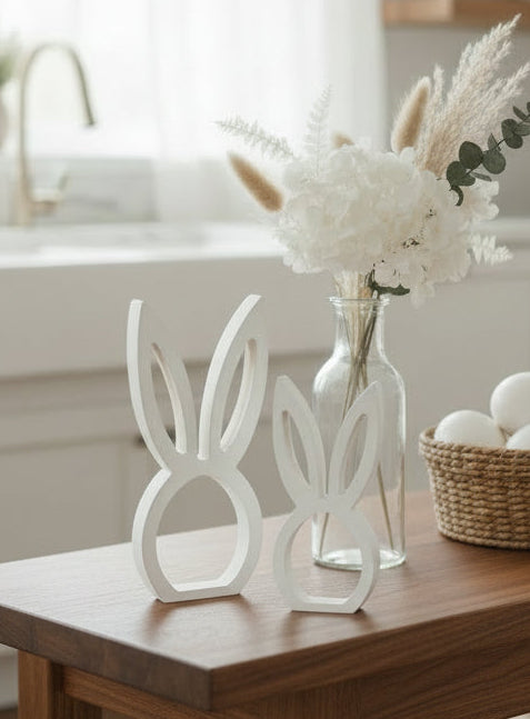 White Bunny Head Cutouts (Set of 2)
