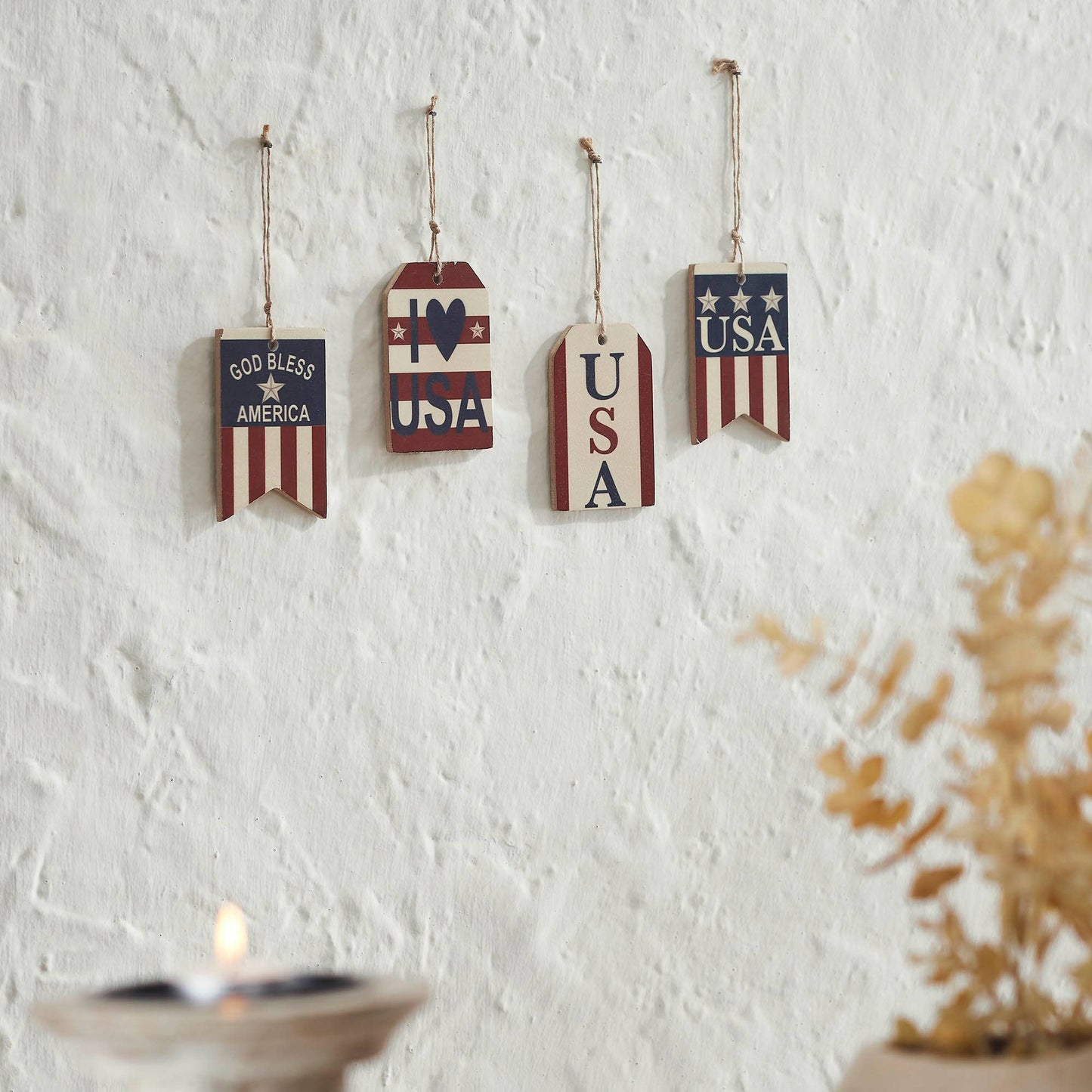 Americana USA Hanging Ornaments Set of 4 – Patriotic Decor