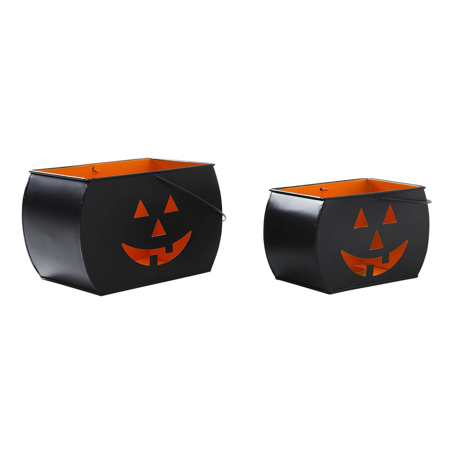 Tealight Holders/Candy Pale Trick Or Treat Black Set of 2