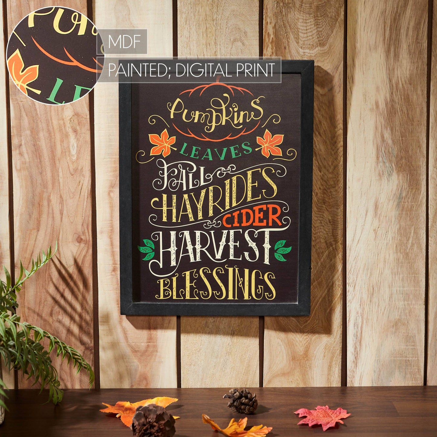 Harvest Autumn Blessings 12x16 Framed Wood Sign