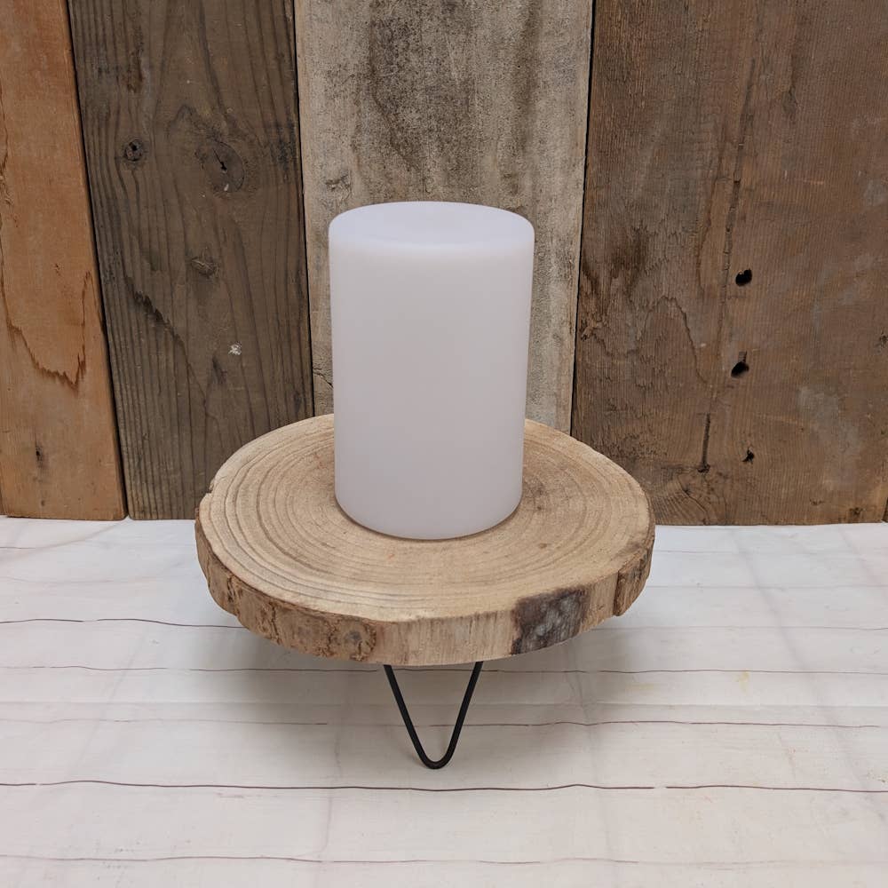 Amber LED Flame Illusion Timer Pillar Candle 6"