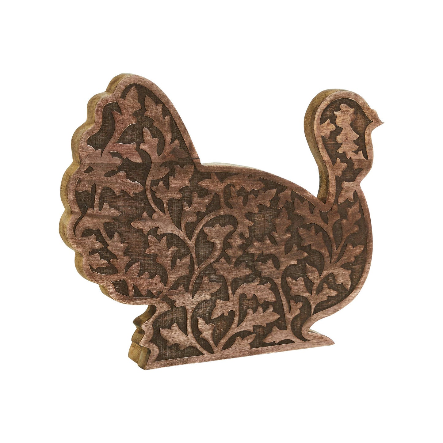 Dark Wood Carved Turkey Figurine