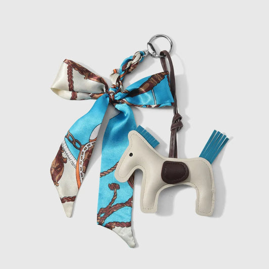 Bag Charm- Teal w /White Horse