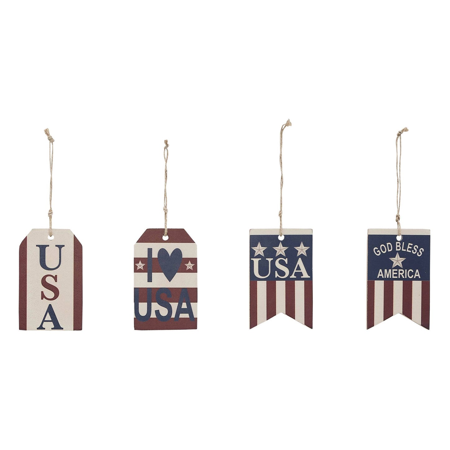 Americana USA Hanging Ornaments Set of 4 – Patriotic Decor