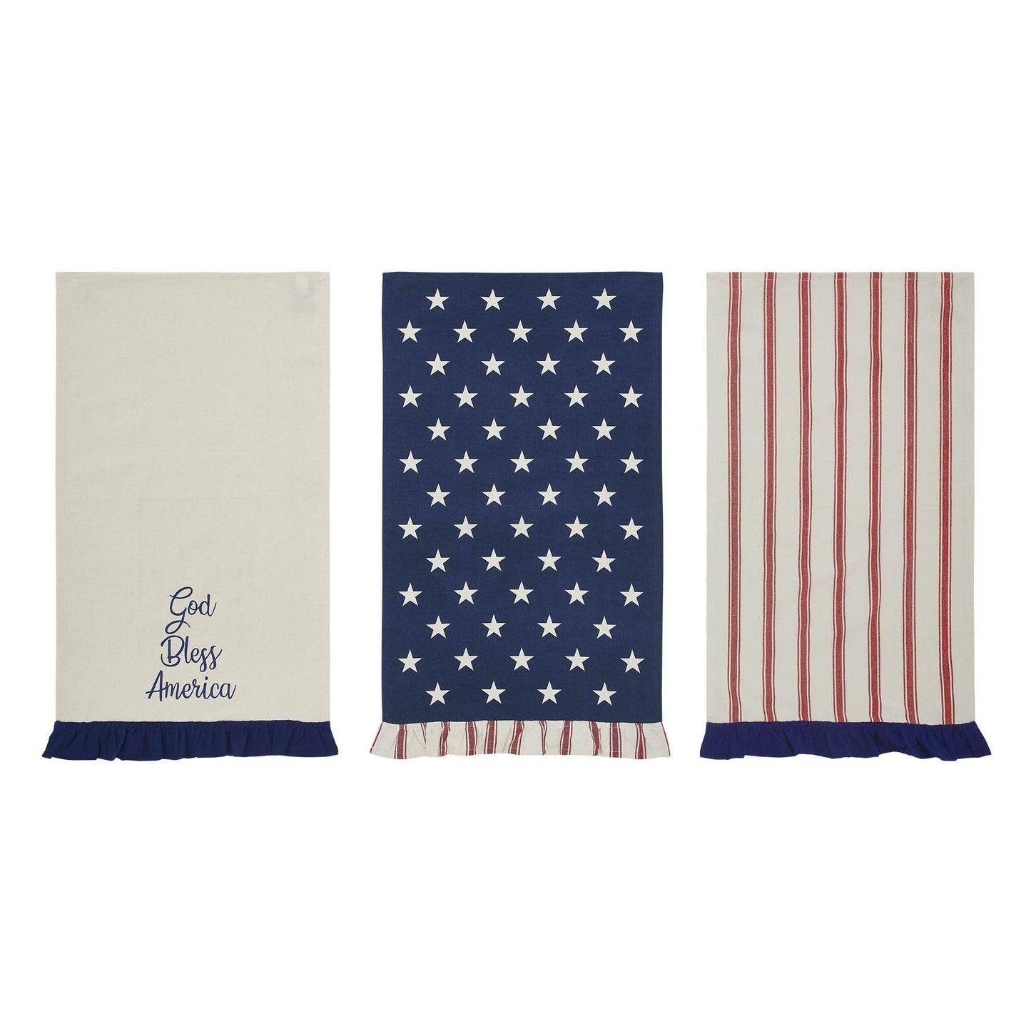 Stars & Stripes Ruffled Tea Towels (Set of 3)
