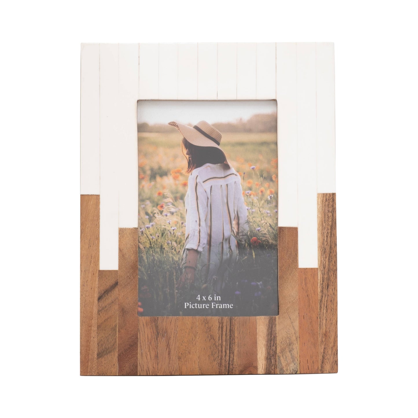 Natural/White Resin Photo Frame - 4x6in