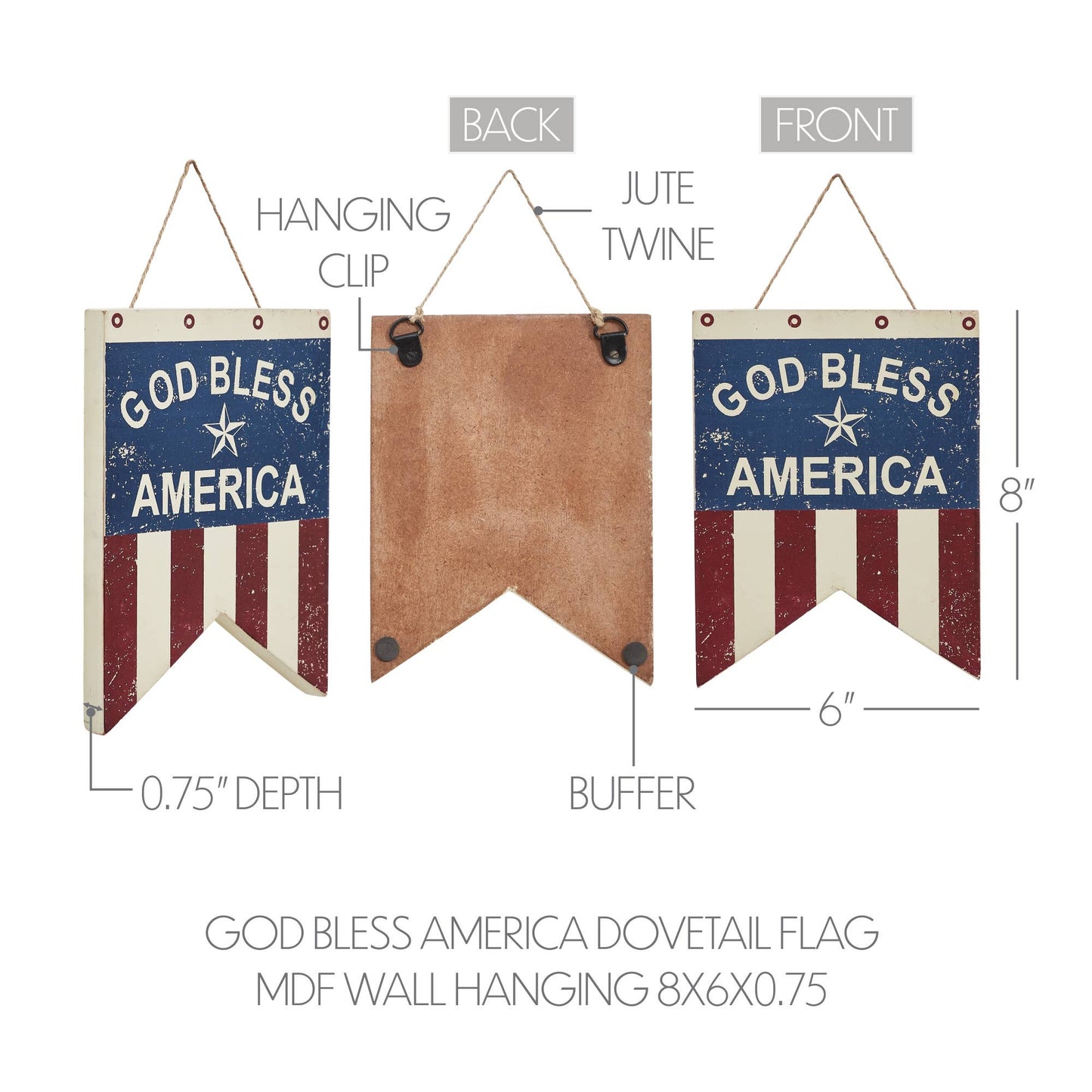 God Bless America Flag Wall Hanging 8x6