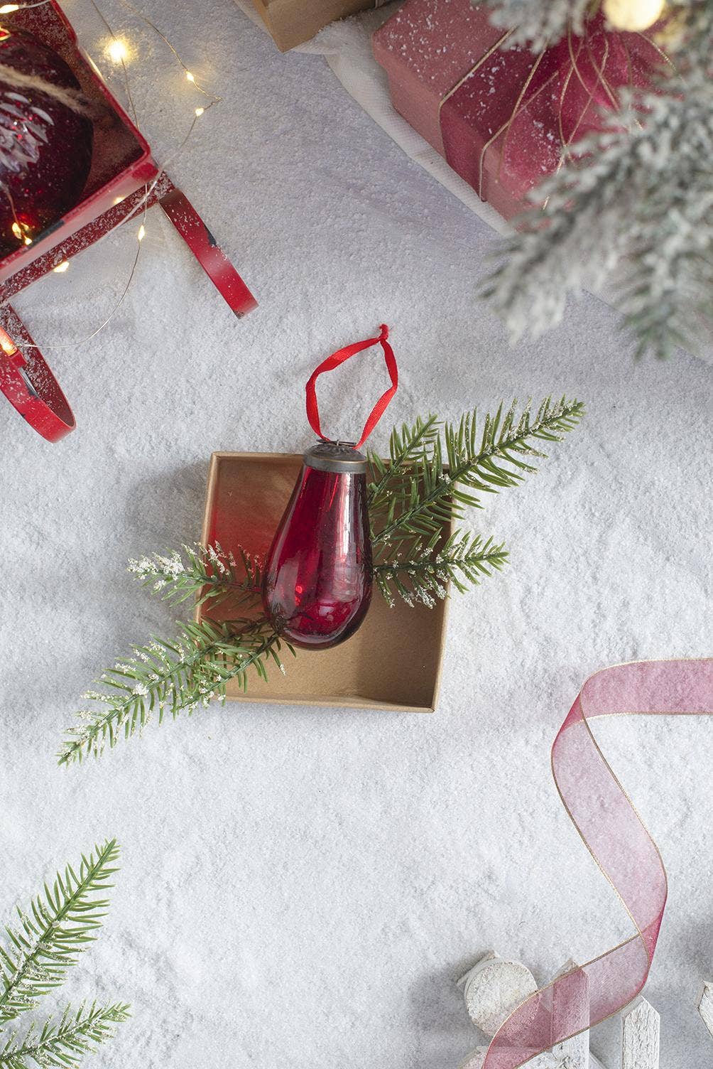 Tear Drop Ornament - Red