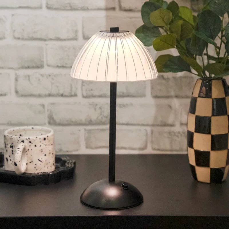 Clear Acrylic Rechargeable Table Lamp, Black, 11.8"
