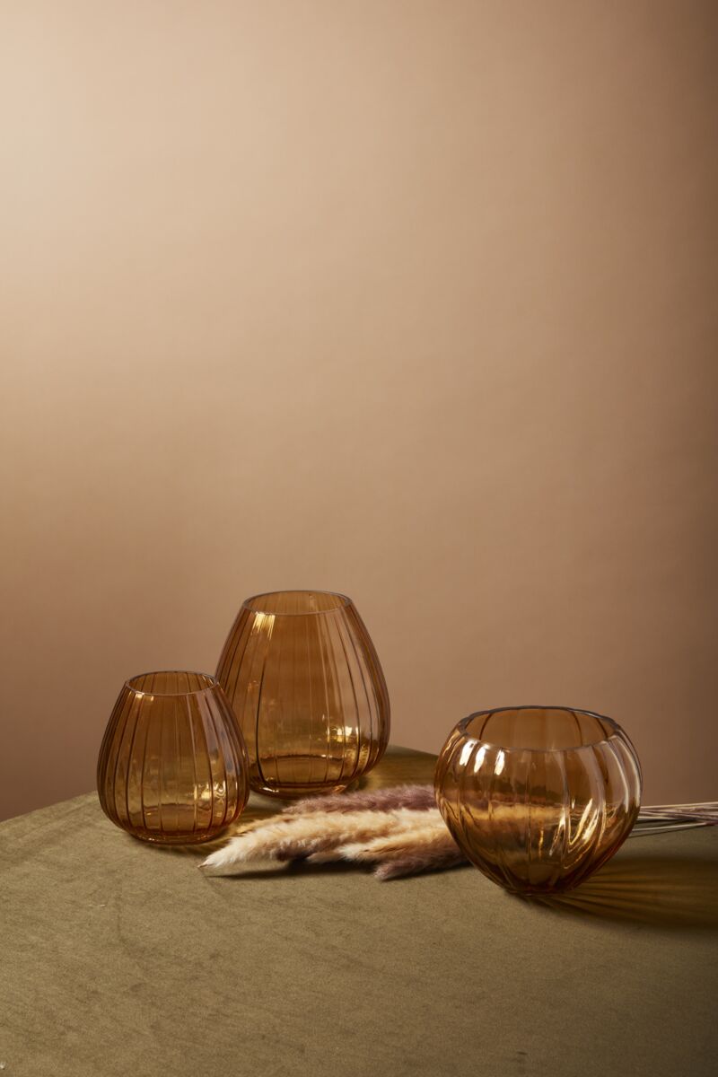 Amber Egg shape glass vase