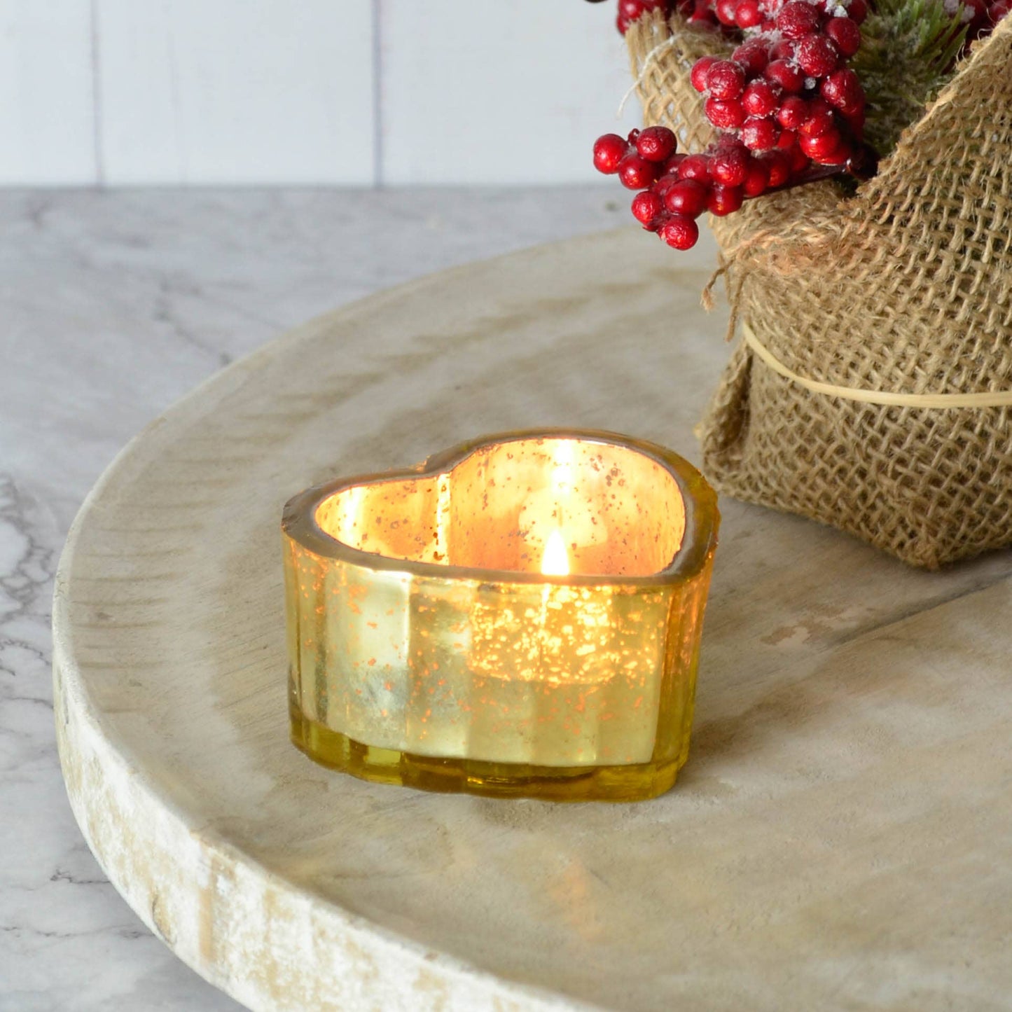 Gold Dazzle Heart Candleholder