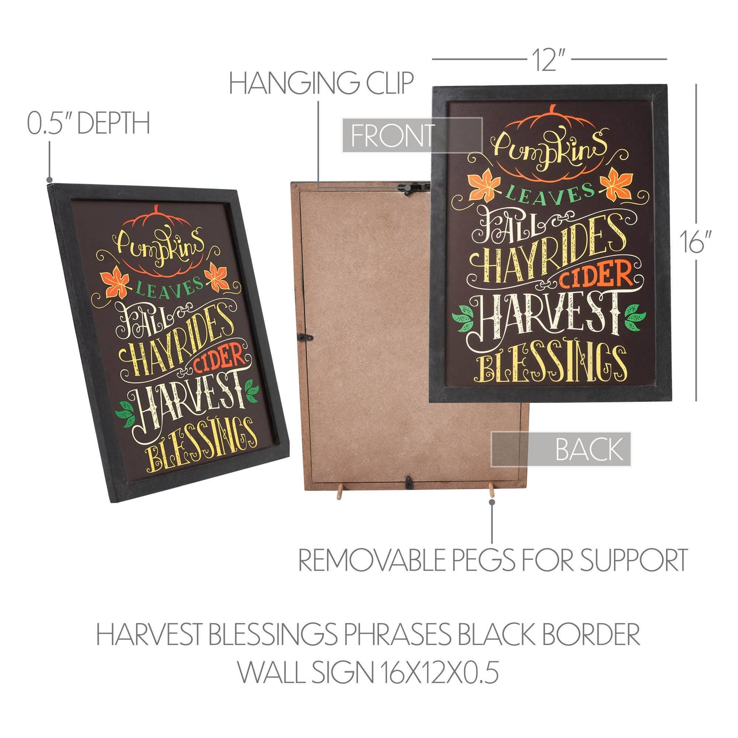 Harvest Autumn Blessings 12x16 Framed Wood Sign