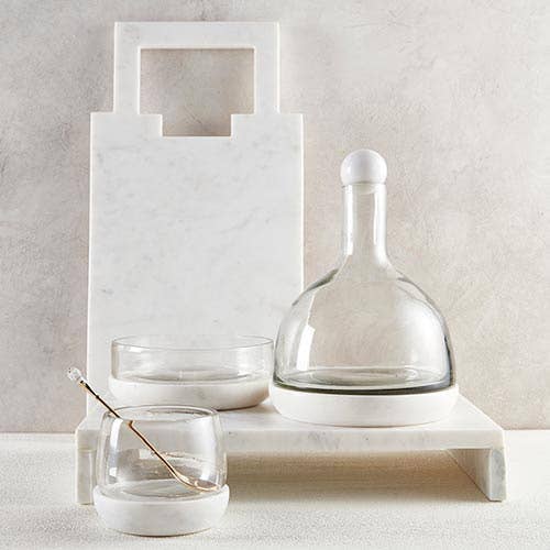 Marble Serving Tray W/ Carved Square Handle (2 colors)