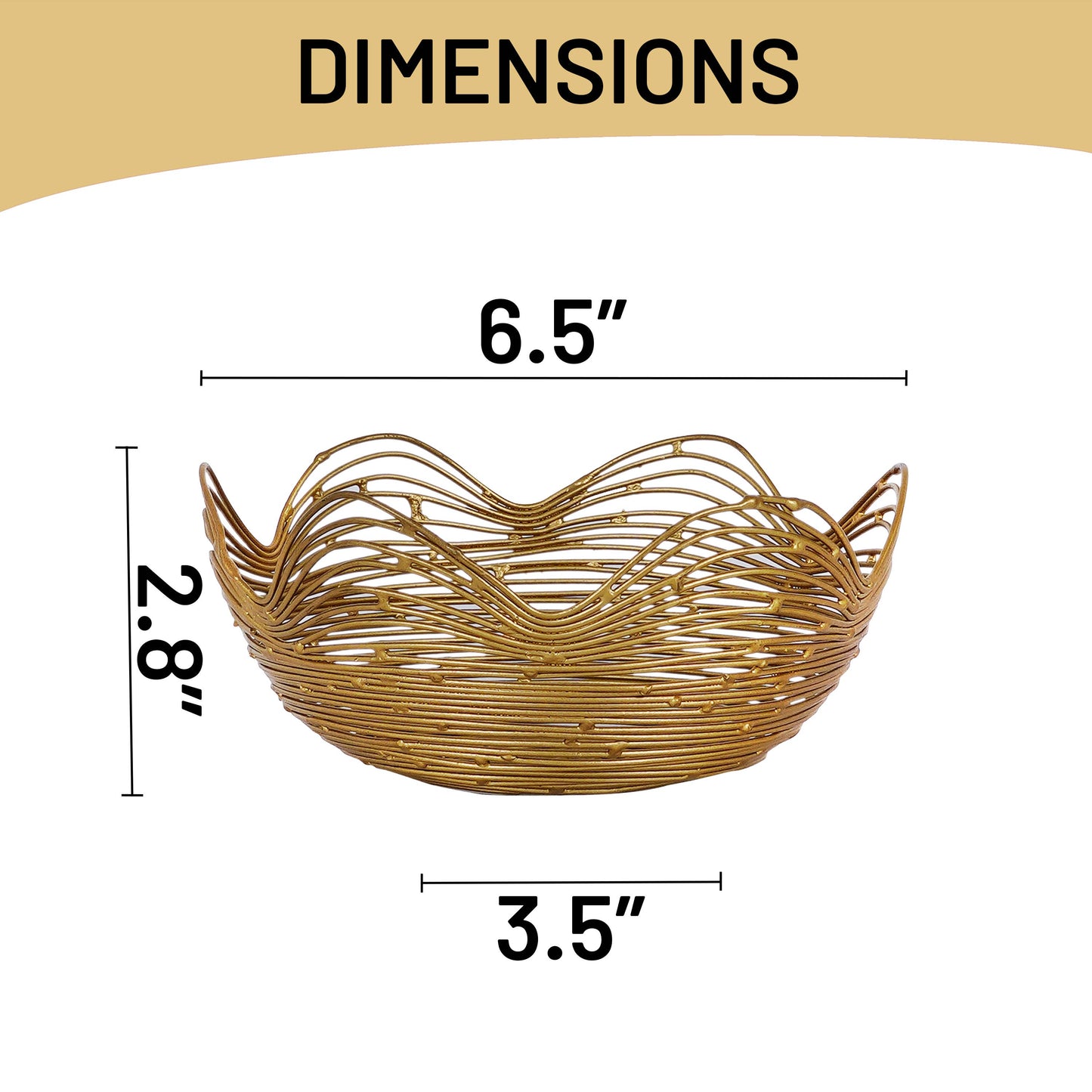 Gold Metal Scalloped Bowl - Small