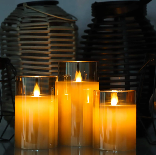 Flameless Candle 3-Piece Set (Amber)